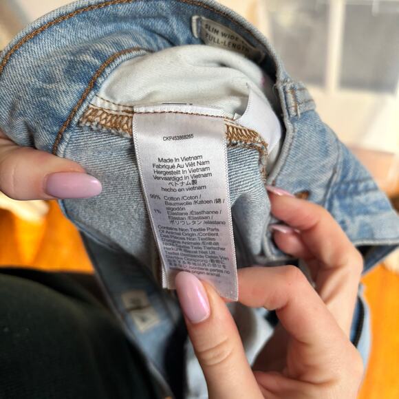 Madewell Women's Hand Painted Floral Denim Pants Slim Wide Leg Full Length Sz 31 - Picture 4 of 13